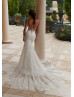 Beaded Scoop Neck Ivory Lace Tulle Sweet Wedding Dress